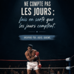 Citation inspirante de Muhammad sur fond apaisant.