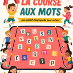 Enfants s'amusant lors d'une course aux mots en plein air