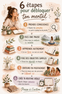 Illustration d'une femme méditant pour débloquer son mental