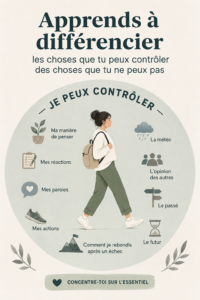 Femme méditant dans un parc, refletant sur le contrôle et l'acceptation