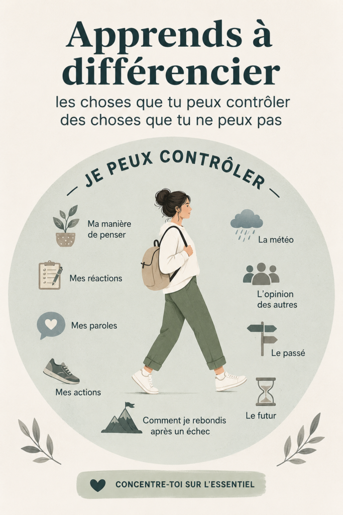Femme méditant dans un parc, refletant sur le contrôle et l'acceptation