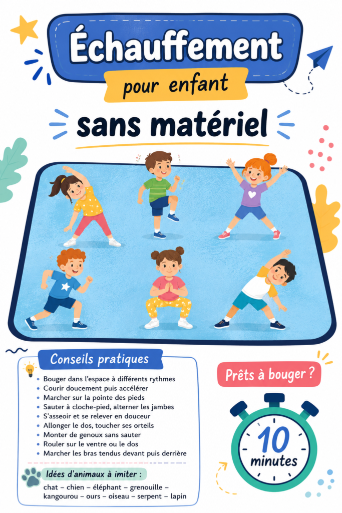 Enfants s'échauffant ensemble dans un jardin