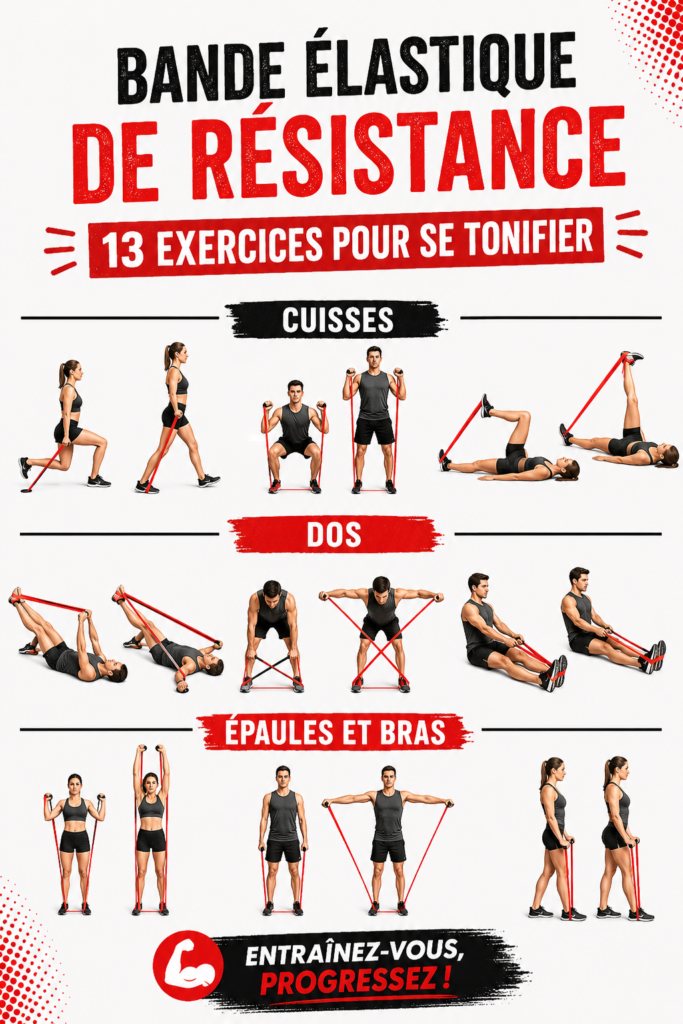 Femme pratiquant des exercices de tonification avec une bande élastique