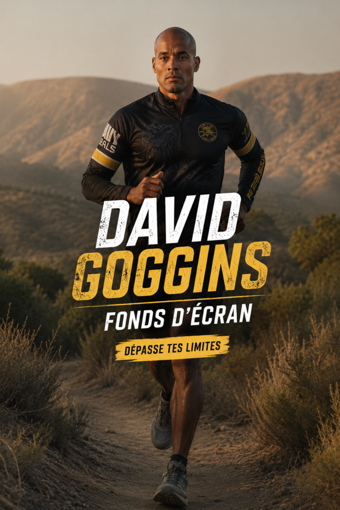 Fond d'écran inspirant de David Goggins avec une citation motivante.