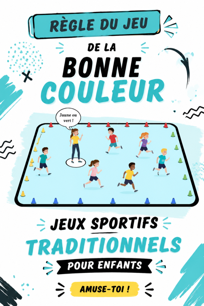 Des enfants jouant au jeu de la bonne couleur dans un parc.