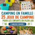 Un groupe d'enfants jouant à des jeux en plein air lors d'un camping familial.