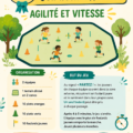 Enfants jouant à des jeux d'échauffement en plein air