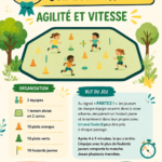 Enfants jouant à des jeux d'échauffement en plein air