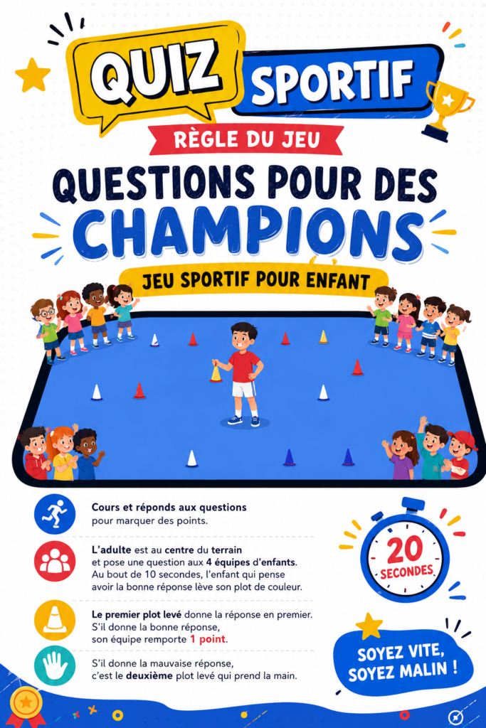 Enfants jouant ensemble à un quiz sportif en plein air