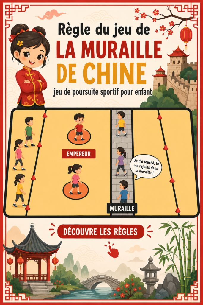 Un groupe d'enfants jouant au jeu de la Muraille de Chine au parc.