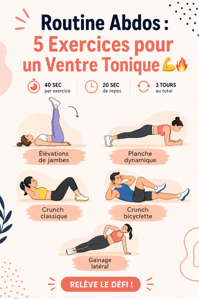 Femme réalisant des exercices abdominaux pour un ventre tonique