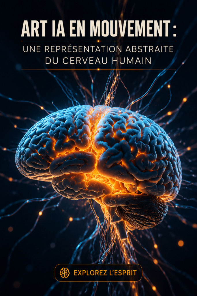 Peinture abstraite inspirée par le cerveau humain, avec des couleurs vives et des motifs organisés.