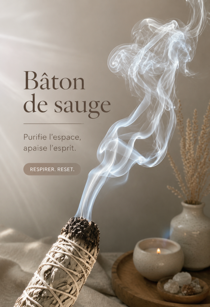 Bâtonnets de sauge allumés pour un rituel de purification