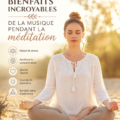 Femme méditant en écoutant de la musique relaxante, créant une atmosphère sereine.