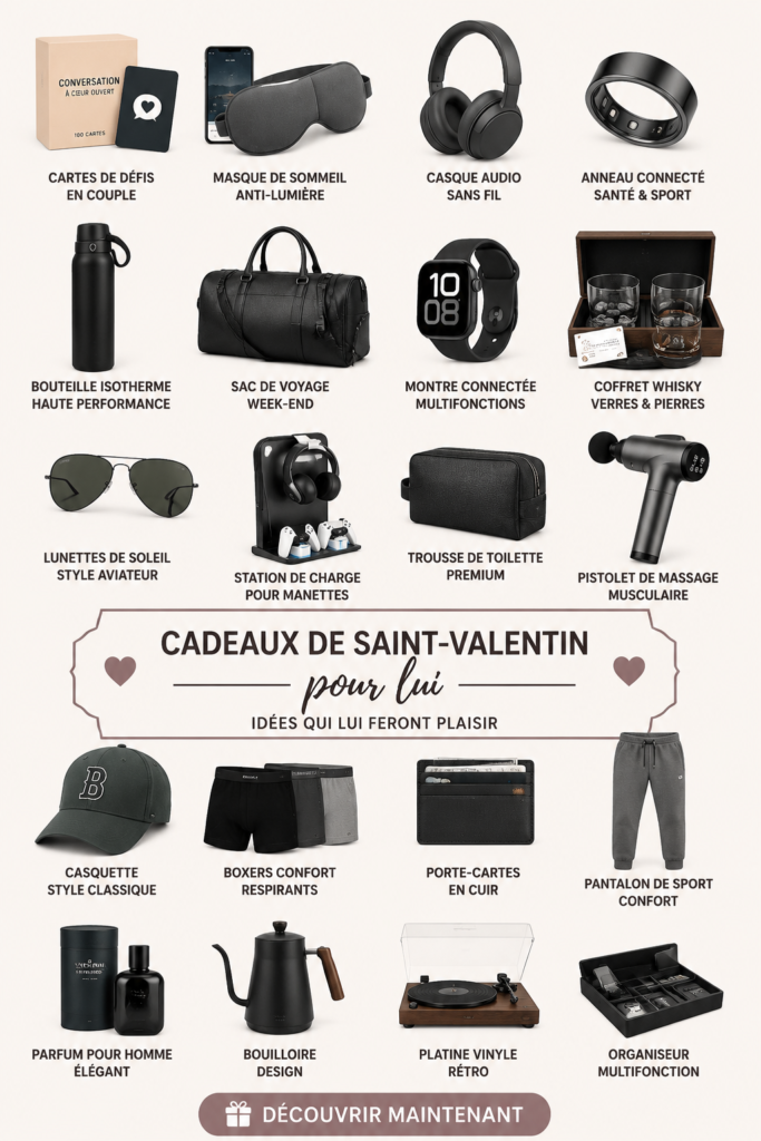 Idées de cadeaux de Saint-Valentin pour hommes : montres, porte-clés, et expériences