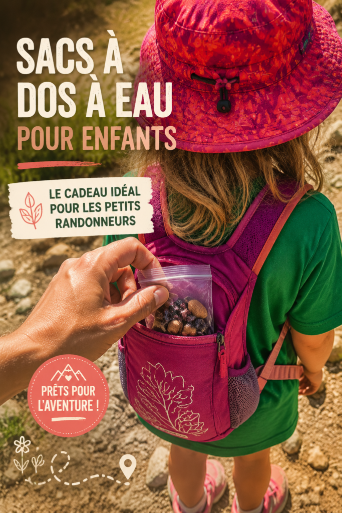 Un enfant souriant avec un Camelbak sur le dos lors d'une randonnée