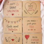 Carte de Saint-Valentin créée à la main avec des décorations romantiques.