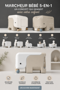Trotteur évolutif coloré adapté à un bébé qui apprend à marcher