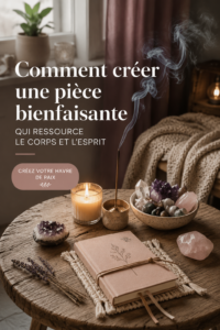Une pièce chaleureuse et apaisante avec des coussins et des plantes vertes pour favoriser le bien-être.