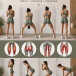Une femme en train de réaliser des exercices pour les jambes dans un salon lumineux.