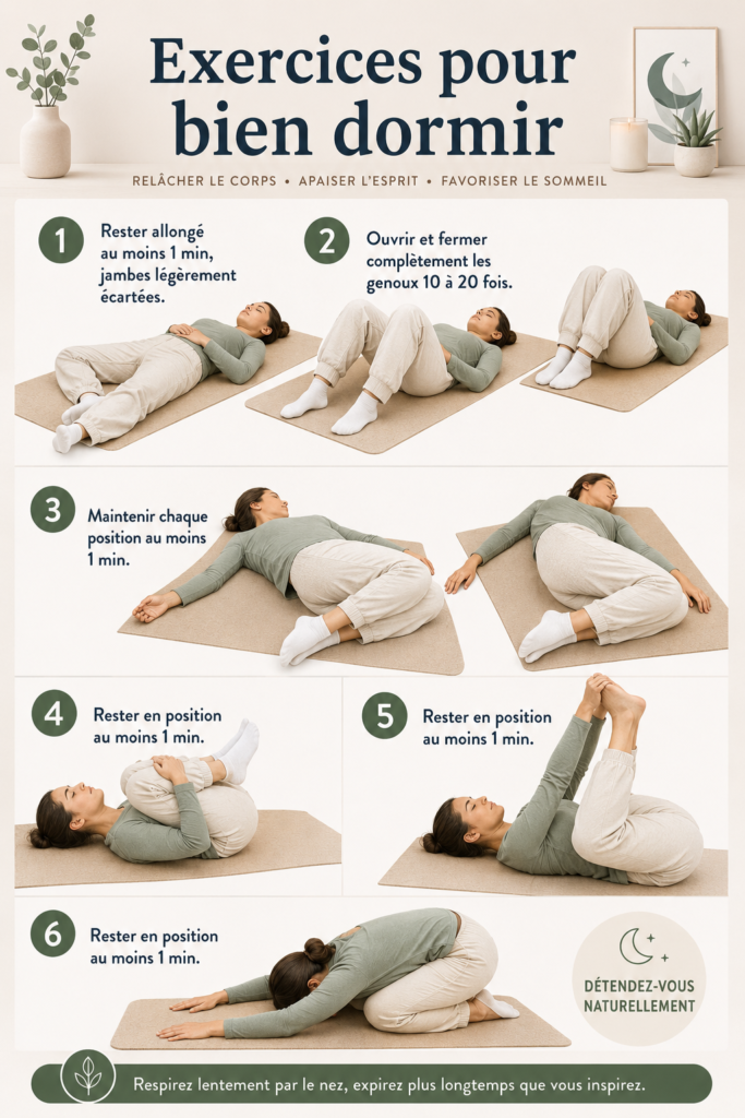 Femme pratiquant des exercices de relaxation pour améliorer son sommeil