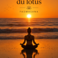 Une femme en lotus pose dans un décor calme et serein, démontrant l'équilibre et la tranquillité.