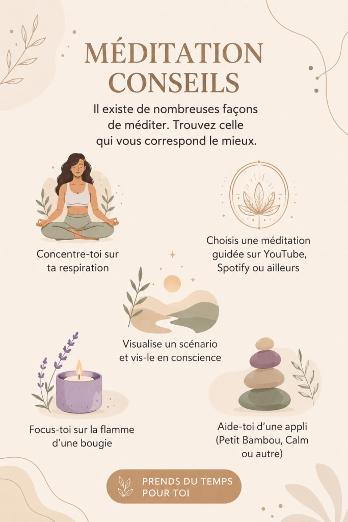 Femme méditant dans un cadre apaisant