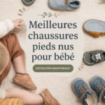 Chaussures barefoot pour bébés sur un tapis coloré
