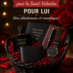 Panier cadeau romantique pour la Saint-Valentin rempli de surprises pour lui
