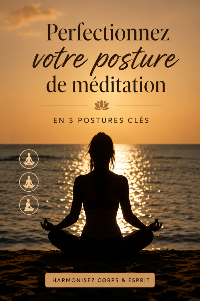 Femme méditant en position assise, posture de méditation confortablement adoptée.