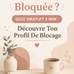 Une femme réfléchissant à ses émotions devant un questionnaire de quiz