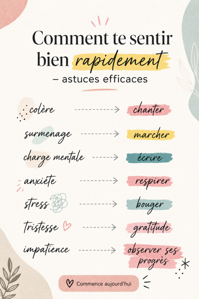 Femme souriante se relaxant avec une tasse de thé et un livre, représentant le bien-être rapide.