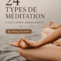 Un collage apaisant montrant différentes pratiques de méditation