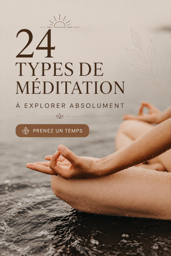 Un collage apaisant montrant différentes pratiques de méditation