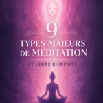 Femme méditant paisiblement dans un cadre naturel.