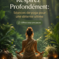Femme pratiquant le yoga dans un cadre paisible, lumières douces et environnement relaxant.