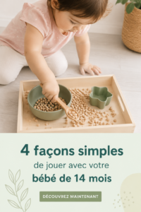 Une maman jouant avec son bébé de 14 mois dans le jardin, sourires échangés.