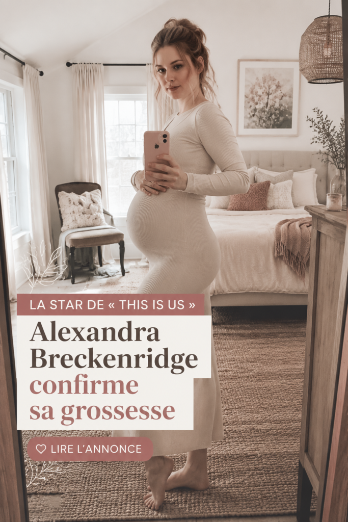 Alexandra Breckenridge souriante, affichant son baby bump lors d'un événement
