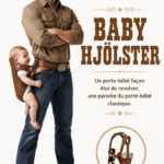 Baby Hjölster, un porte-bébé parodique en style western avec bébé.