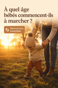 Bébé en train de faire ses premiers pas sur un tapis moelleux