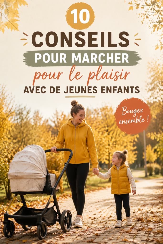 Une mère et ses enfants marchant dans un parc, profitant d'une belle journée en famille.