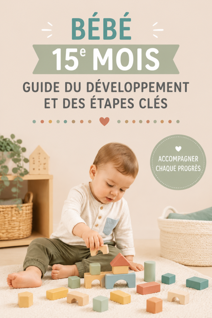 Un bébé de 15 mois souriant jouant avec des jouets éducatifs