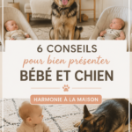 Un bébé assis à côté d'un chien attentif dans un cadre chaleureux
