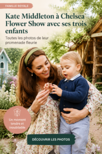 Kate Middleton au Chelsea Flower Show, entourée de ses enfants dans un jardin fleuri.
