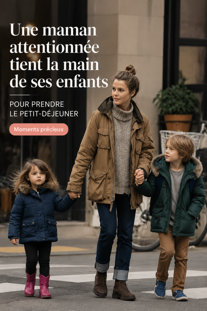 Keri Russell souriante avec ses enfants lors d'une sortie pour le petit déjeuner