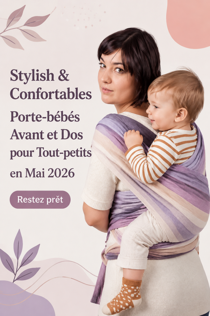 Un parent portant son enfant confortablement dans un porte-bébé stylé en 2026.