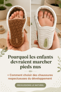 Un enfant joyeux courant pieds nus dans l'herbe, explorant son environnement naturel.