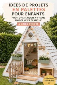 Projets de jardin en palettes pour enfants, incluant un bac à fleurs et un espace de jeu ludique.