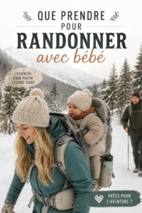 Sac à dos de randonnée préparé avec les essentiels pour une sortie avec bébé.