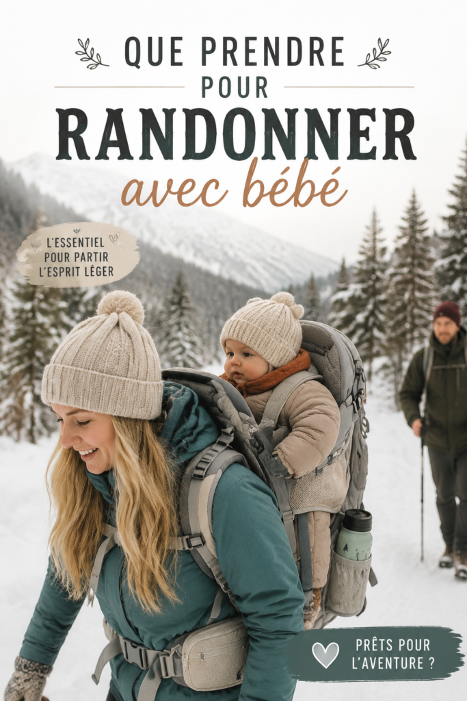 Sac à dos de randonnée préparé avec les essentiels pour une sortie avec bébé.